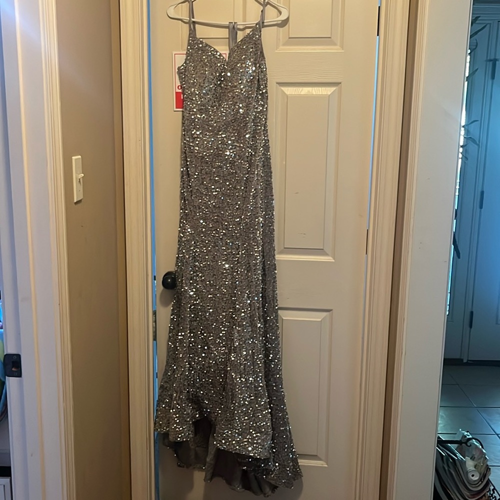 Sliver sparkly prom dress